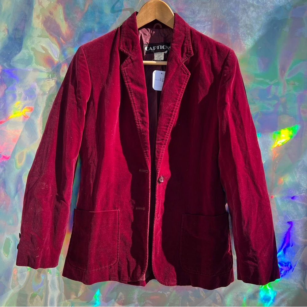 70s Maroon Velvet Slim Blazer - Picture 1 of 13